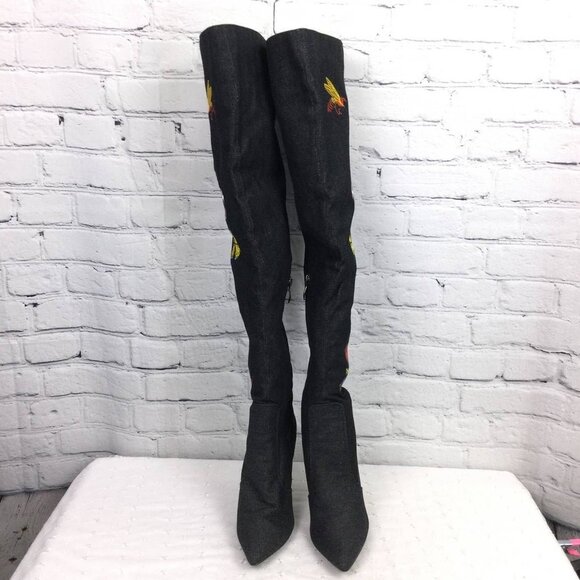 " BUTTERFLY DENIM DREAMS " Black Denim with Embroidery ( BRAND NEW !! ) - Picture 4 of 7